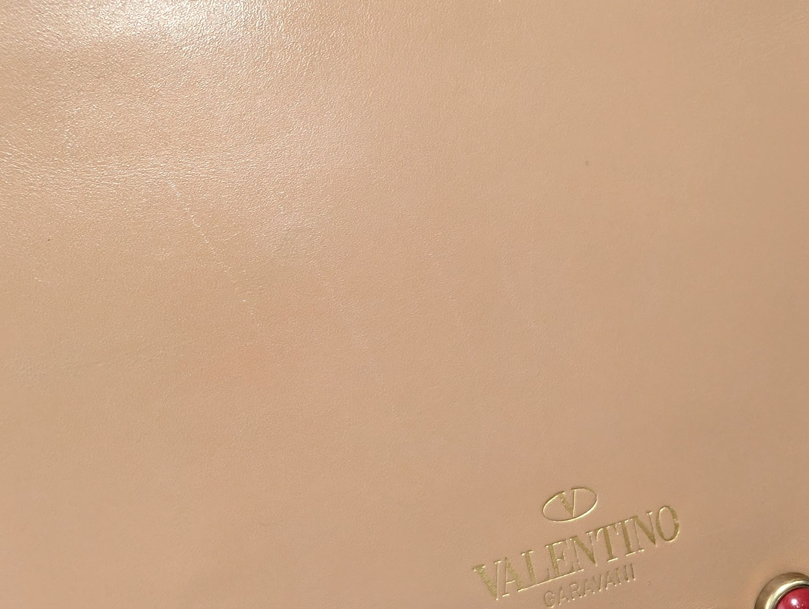 Valentino Garavani Shoulder Bag Purse Rock Studs Leather Beige
