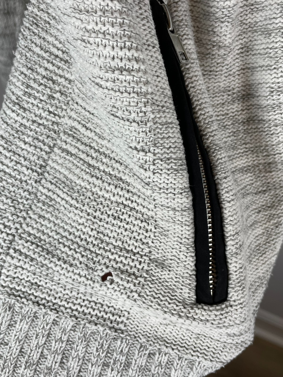 GUESS Los Angeles Zip Front Knit Sweater Jacket Gray Cotton Blend Women’s M