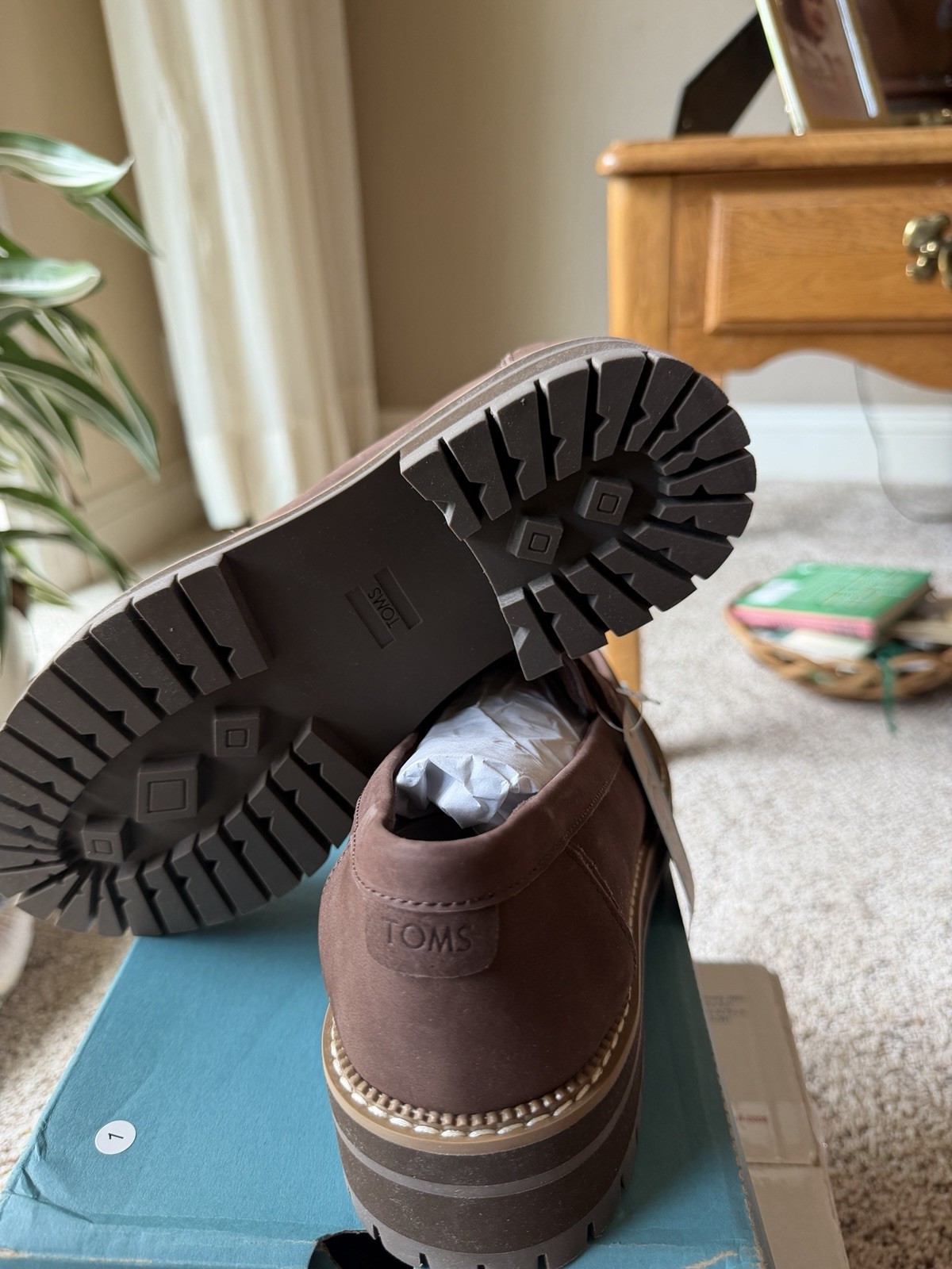 TOMS Cara Brown Leather Slip-On Loafer Round Toe US 8.5 M 10019025