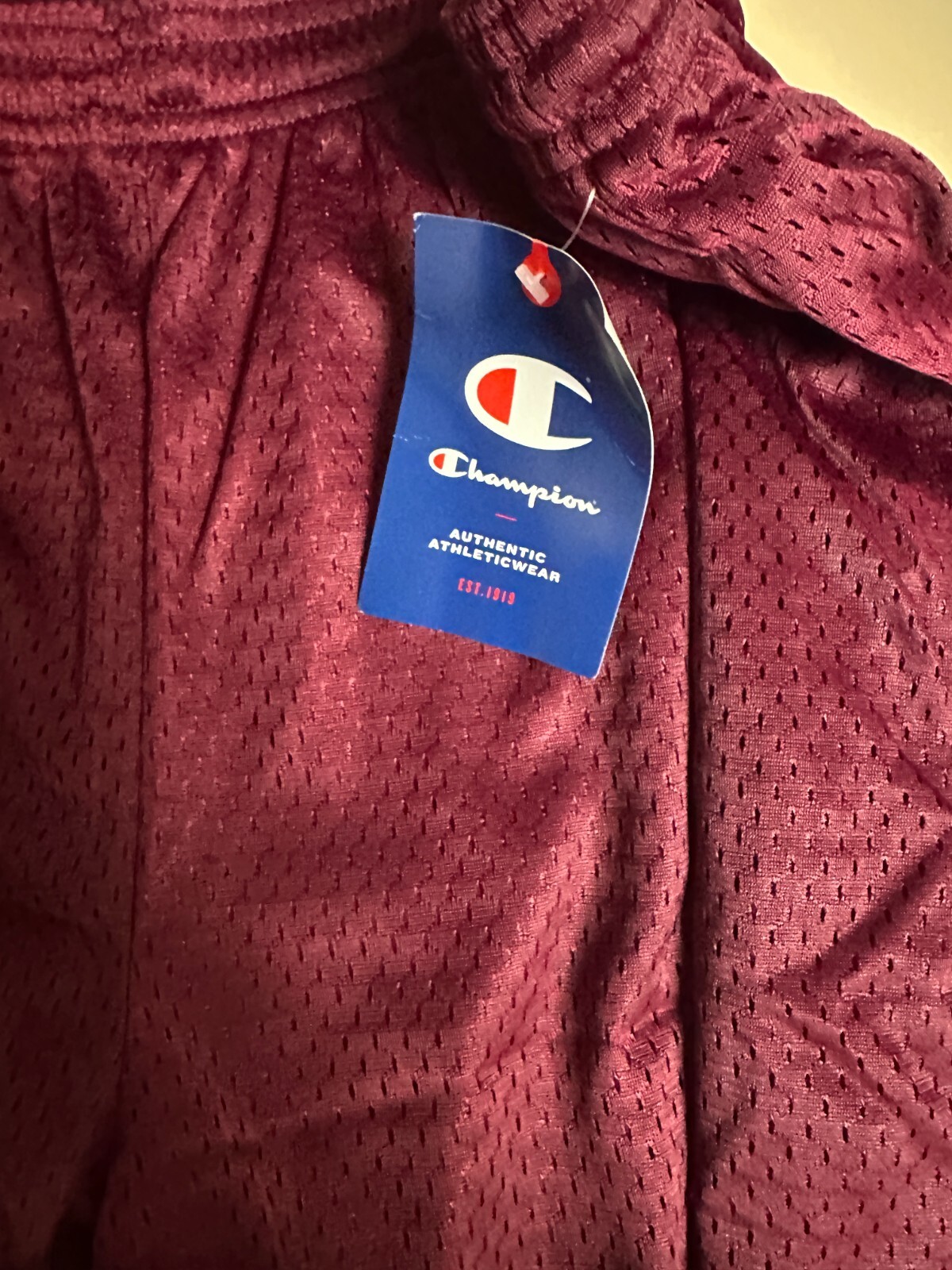 Champion XL Mesh Maroon Shorts lined gym pockets drawstring 9″