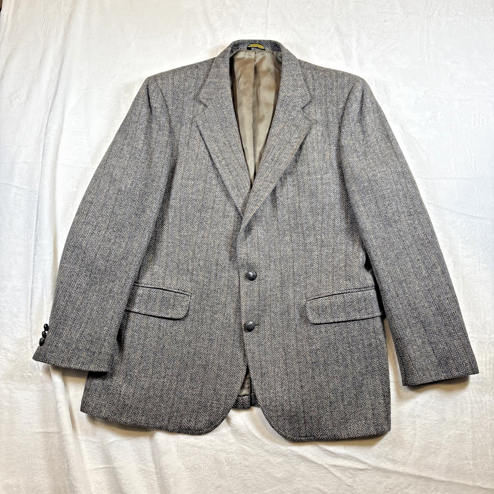 VTG Men’s 40R Stafford Hampshire Brown Herringbone Wool Tweed Blazer Jacket
