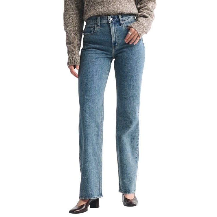Abercrombie & Fitch Curve Love 90s Relaxed High Rise Jeans Medium Wash 30/10S