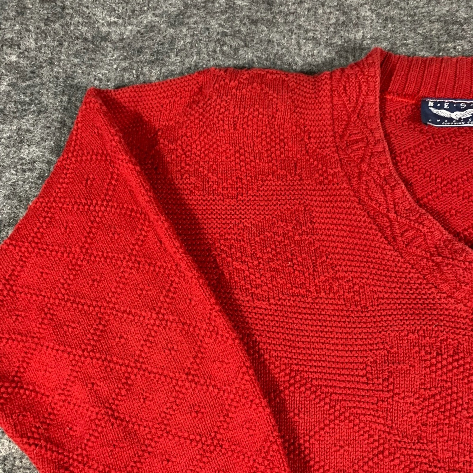 Vintage Best American Clothing Co Sweater Womens Medium Red Cotton V Neck 90s