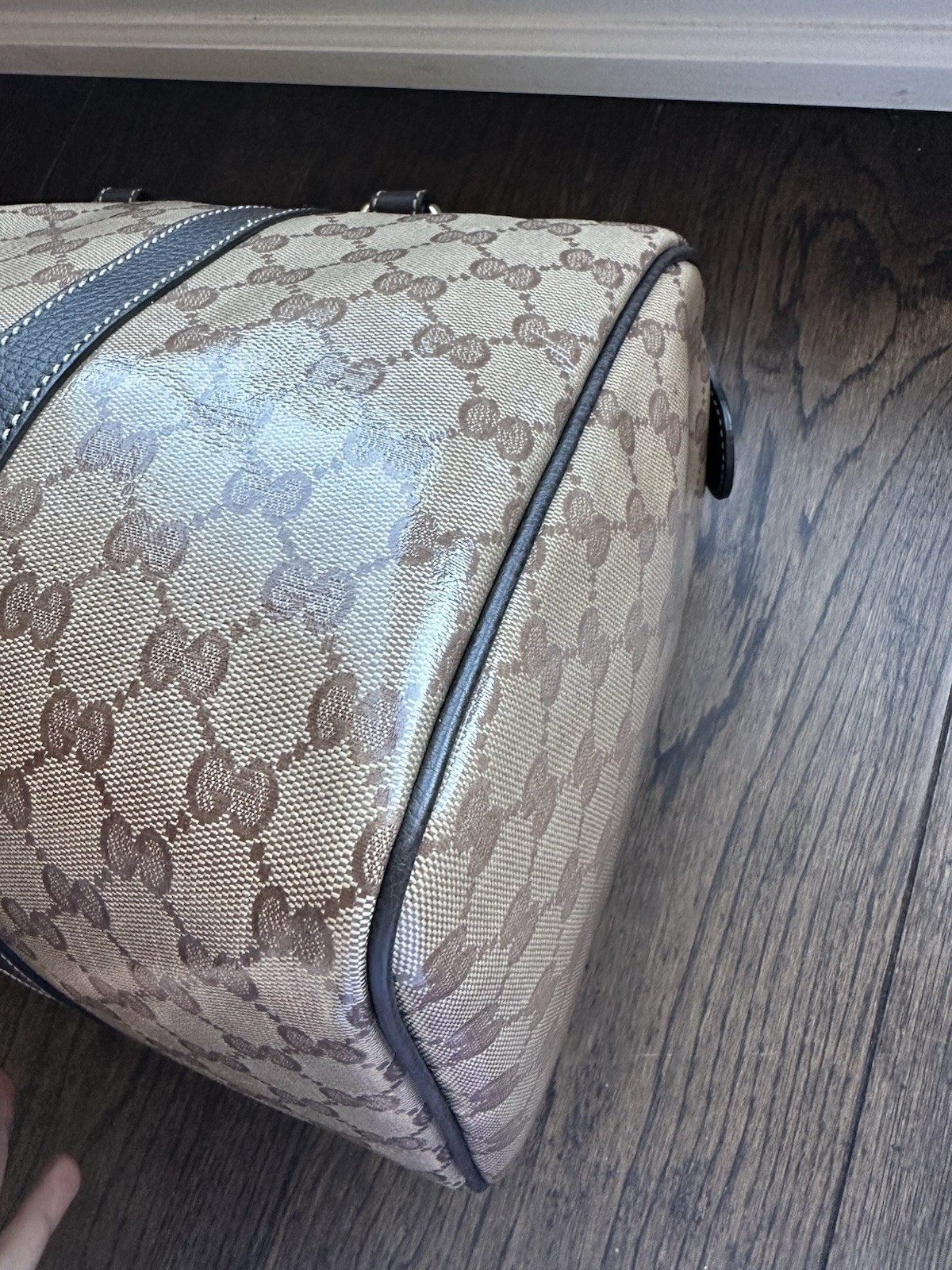 Gucci Beige/Ebony GG Crystal Medium Joy Boston Bag