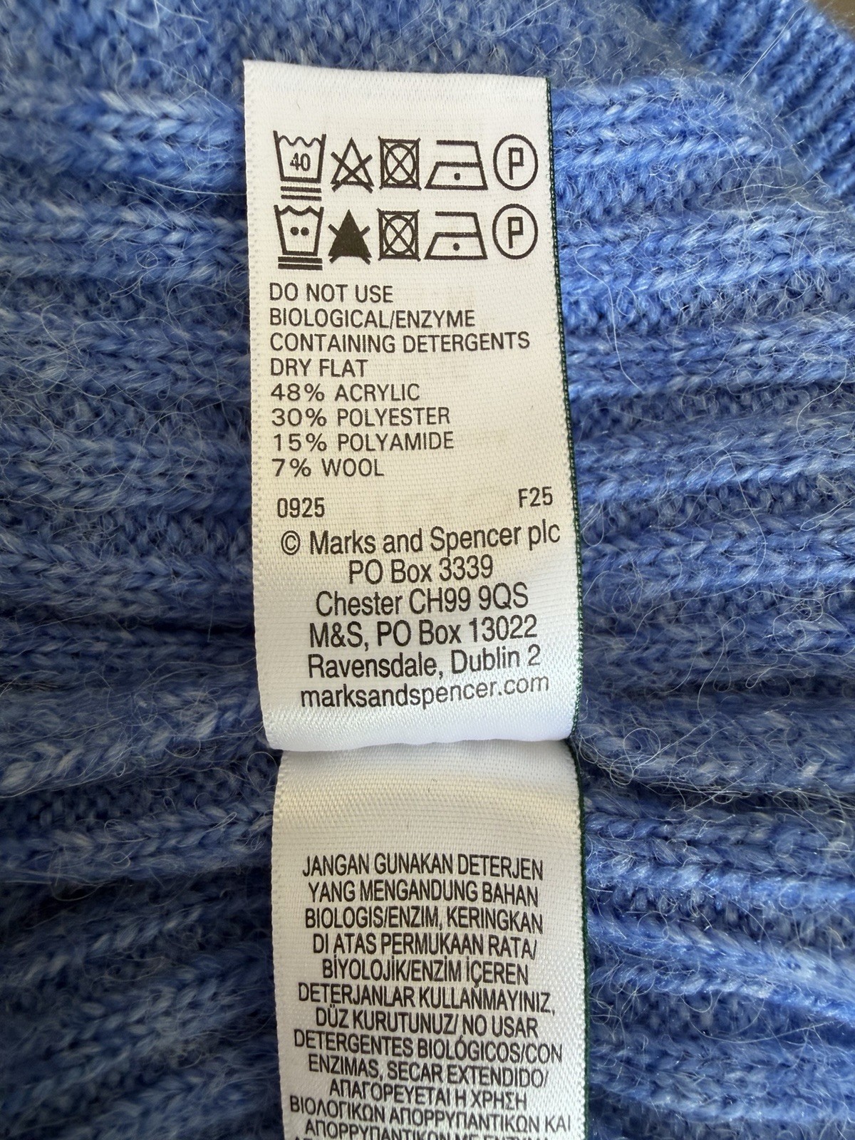 Marks & Spencer Cable, Rib, Boat Neck Jumper In Cornflower Blue Size L, BNWT
