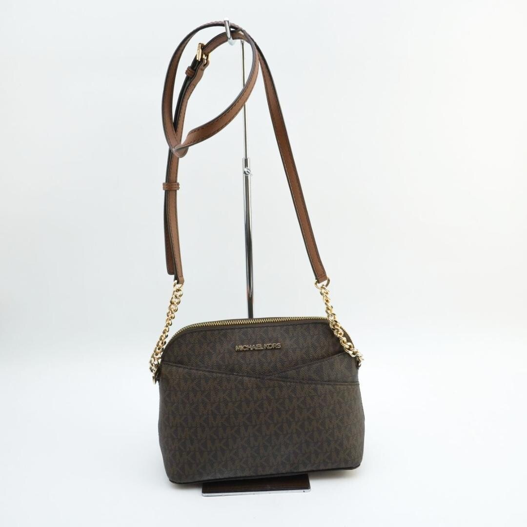 Michael Kors Dome Crossbody Medium Brown Logo Shoulder Bag Auth