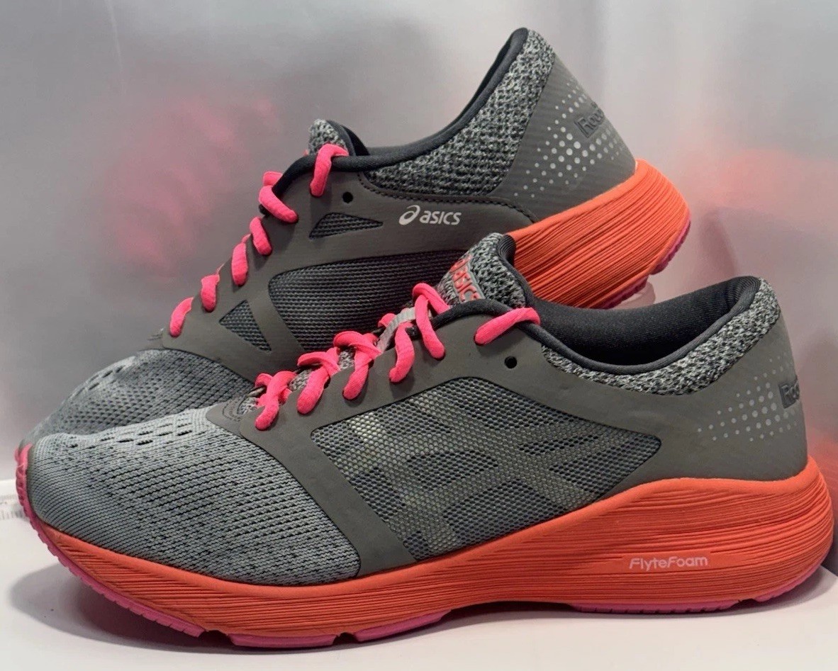 Asics Women’s US Size 7 Roadhawk Flyte Foam Grey/Pink Running Shoes Athletic