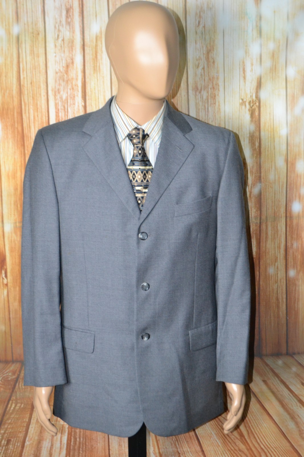 Pronto Uomo Men Angelico Super 100s Gray 3 Button Suit Sz 42R Wst 36×30