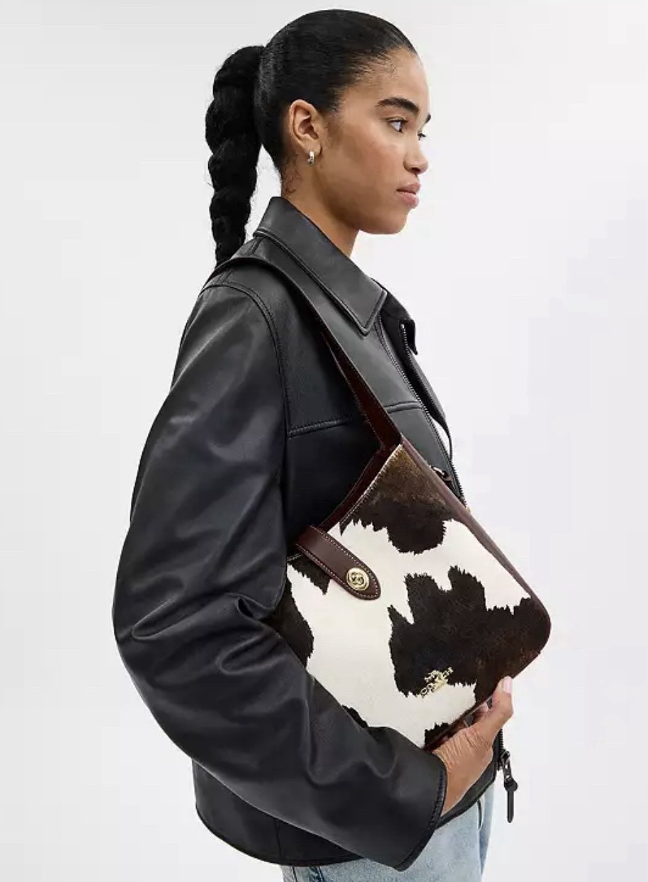 NWT Coach Hadley Convertible Crossbody Bag With Cow Print And Tassel CCC87