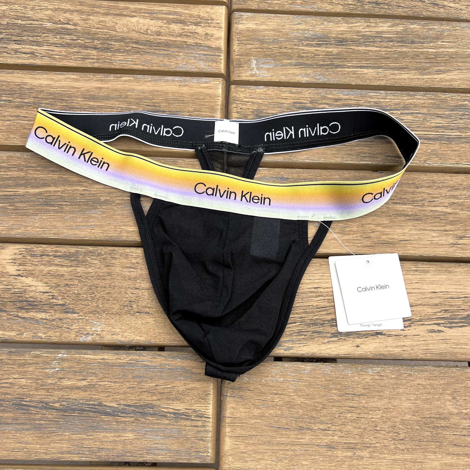 Calvin Klein CK men black icon sheer mesh nylon Thong underwear size S M L XL