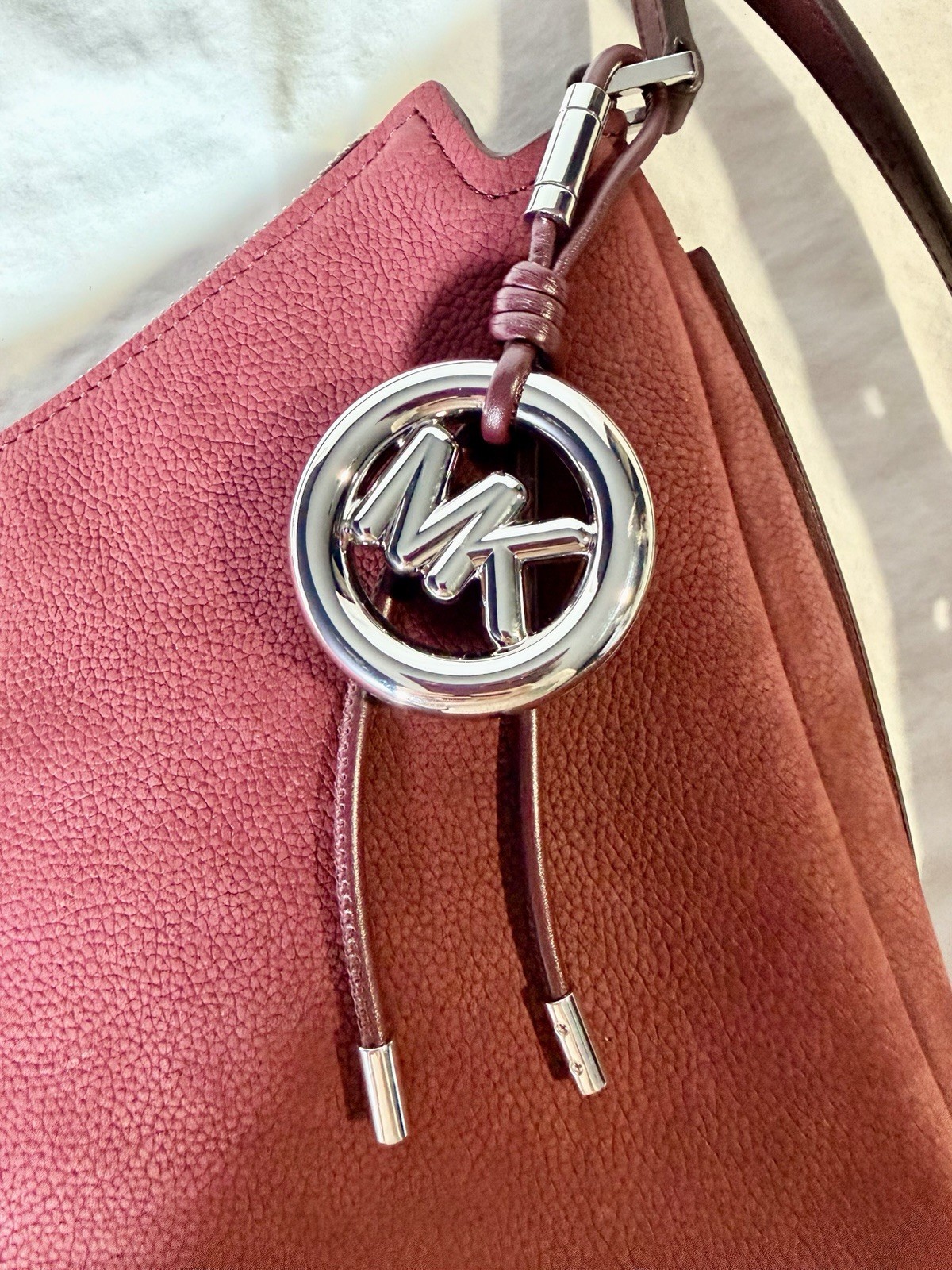 NWT Michael Kors Nolita Medium Nubuck Shoulder Crossbody Bag, Oxblood Red