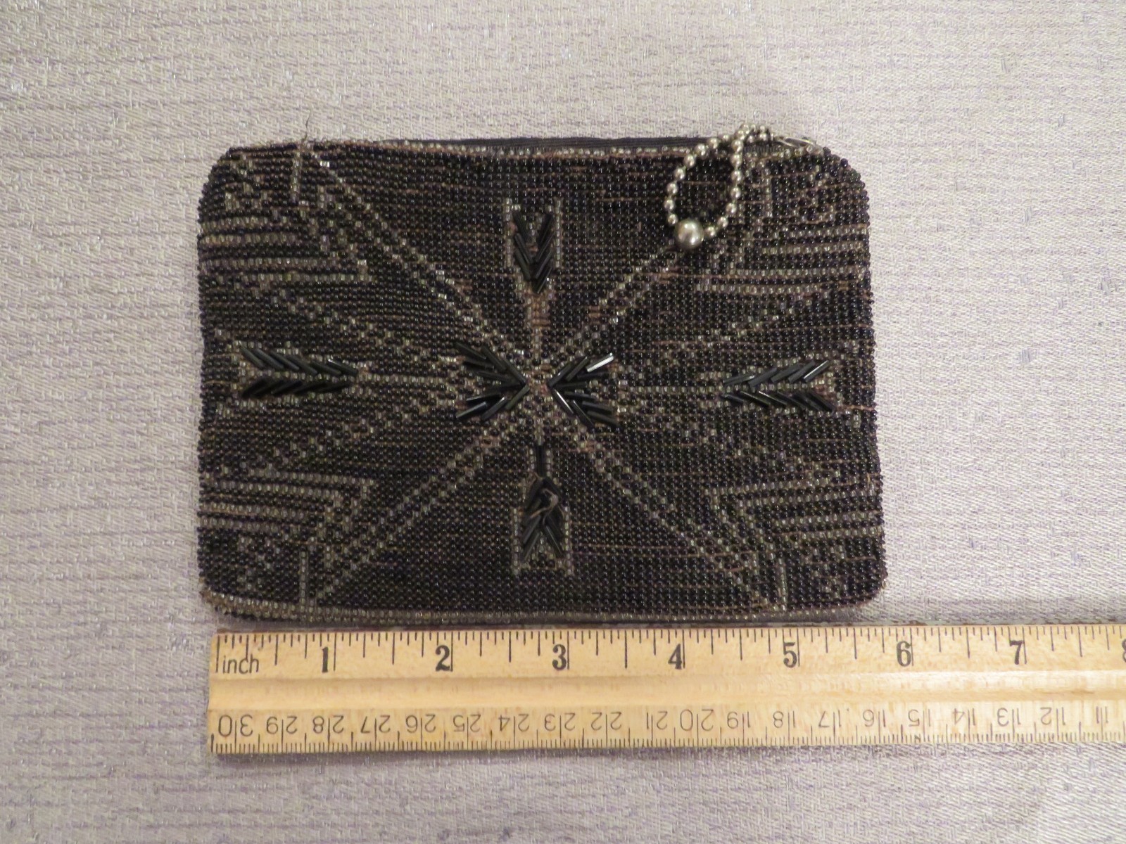 Small Beaded Art Deco Black Coin/Evening Purse Circa 1925