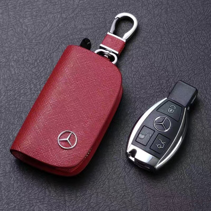 Car Key Bag Genuine Leather Mercedes-Benz Key Pouch Premium Leather Key Holder