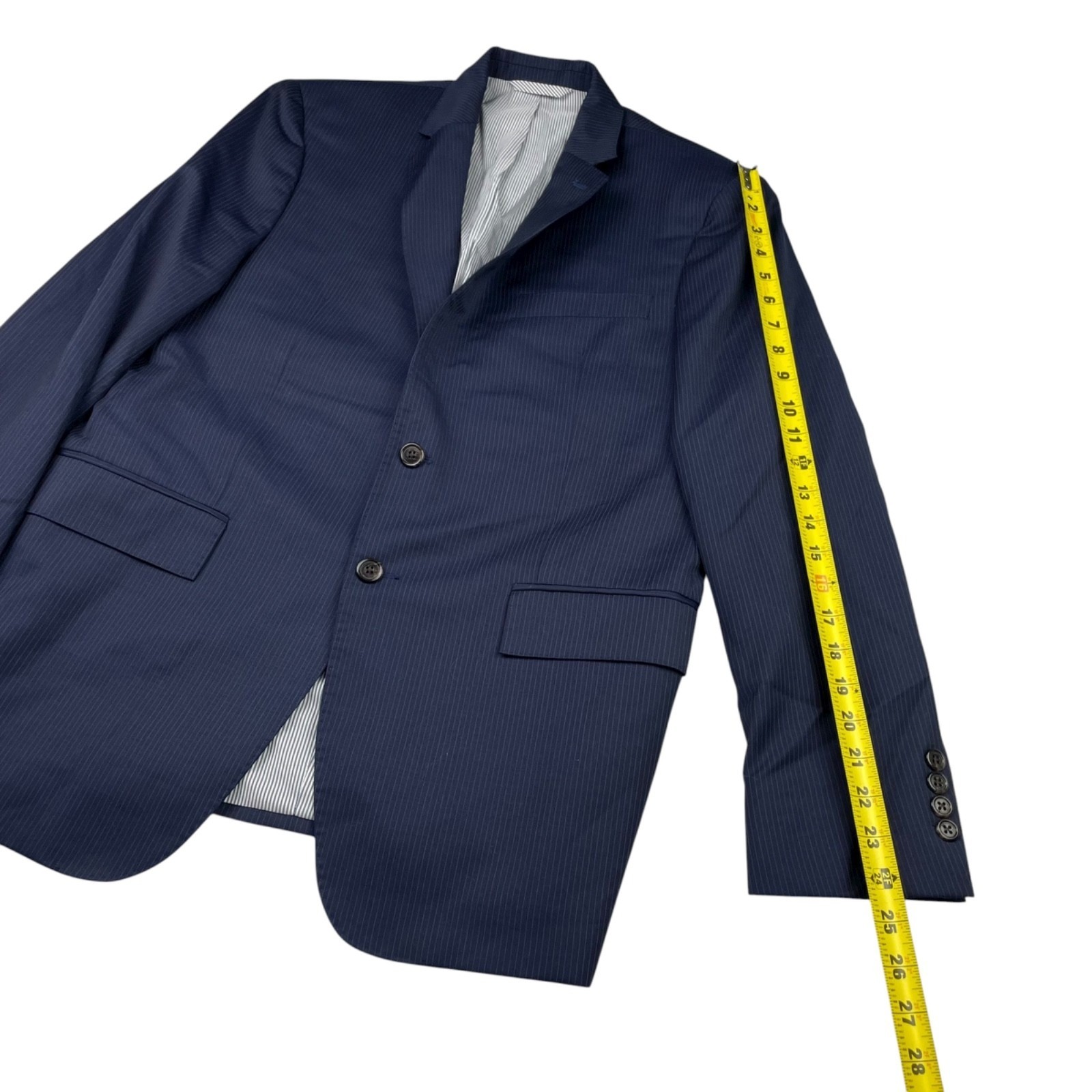 Todd Snyder Men’s Mayfair Fit 100% Wool 2-Button Blazer Navy Blue Stripe • 40R
