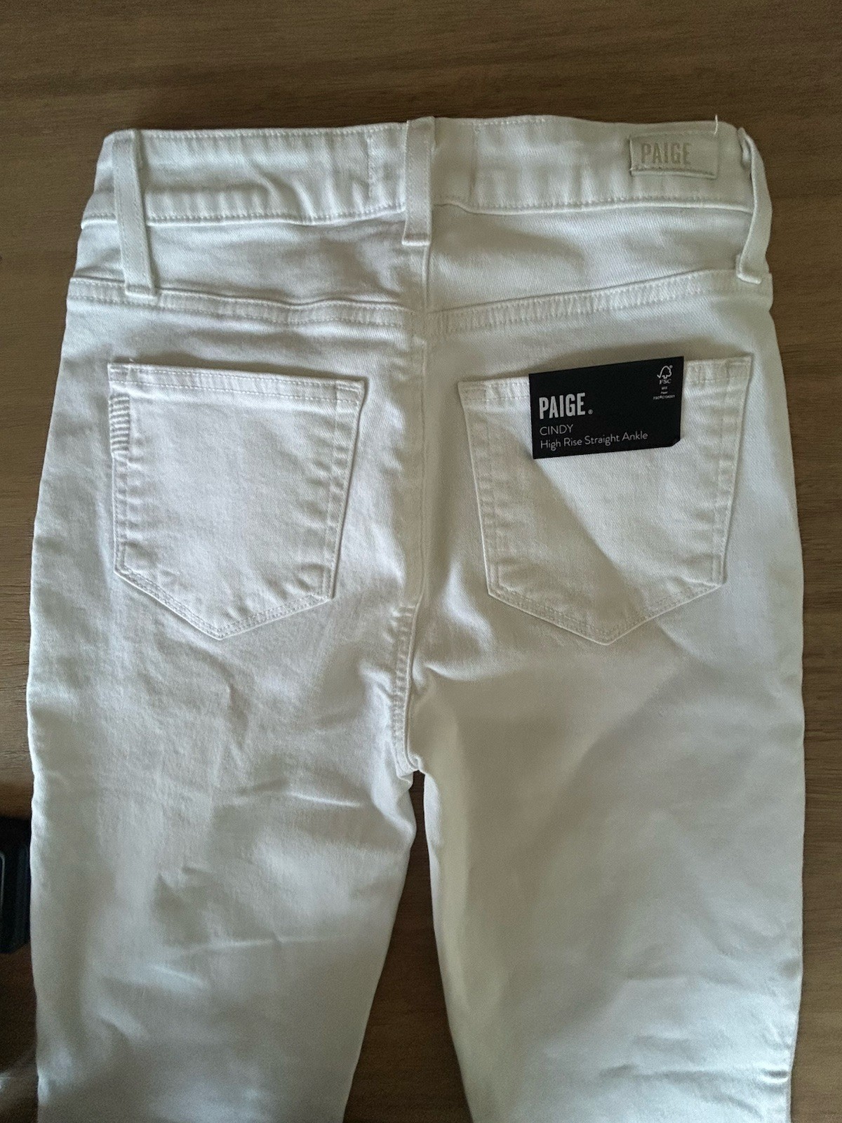 PAIGE Cindy Crisp White Blanc Exposed Button Fly Straight-Leg Jeans Size 25