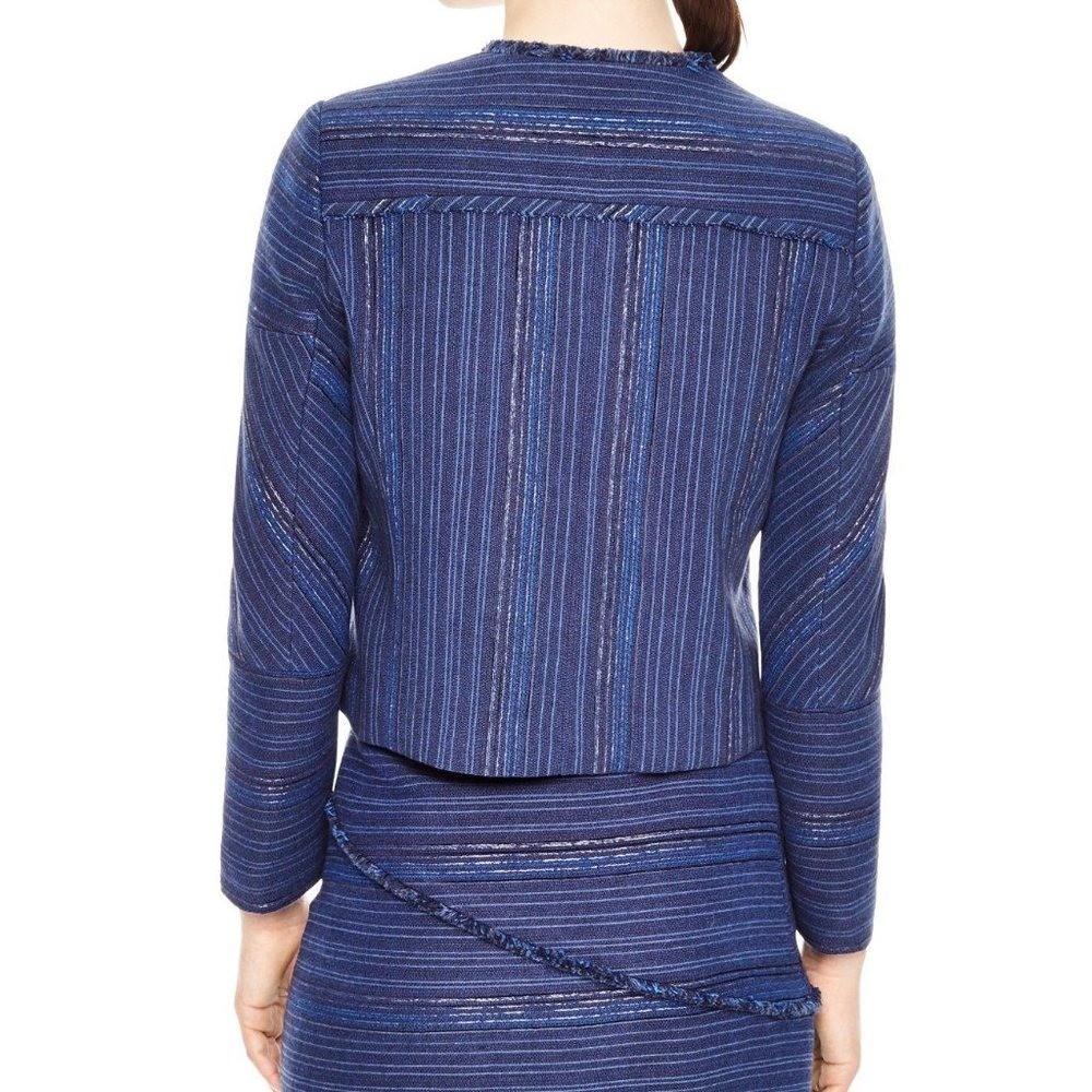 NWT Sandro Paris Blue Blucy Woven Workwear Casual Business Tweed Blazer Jacket