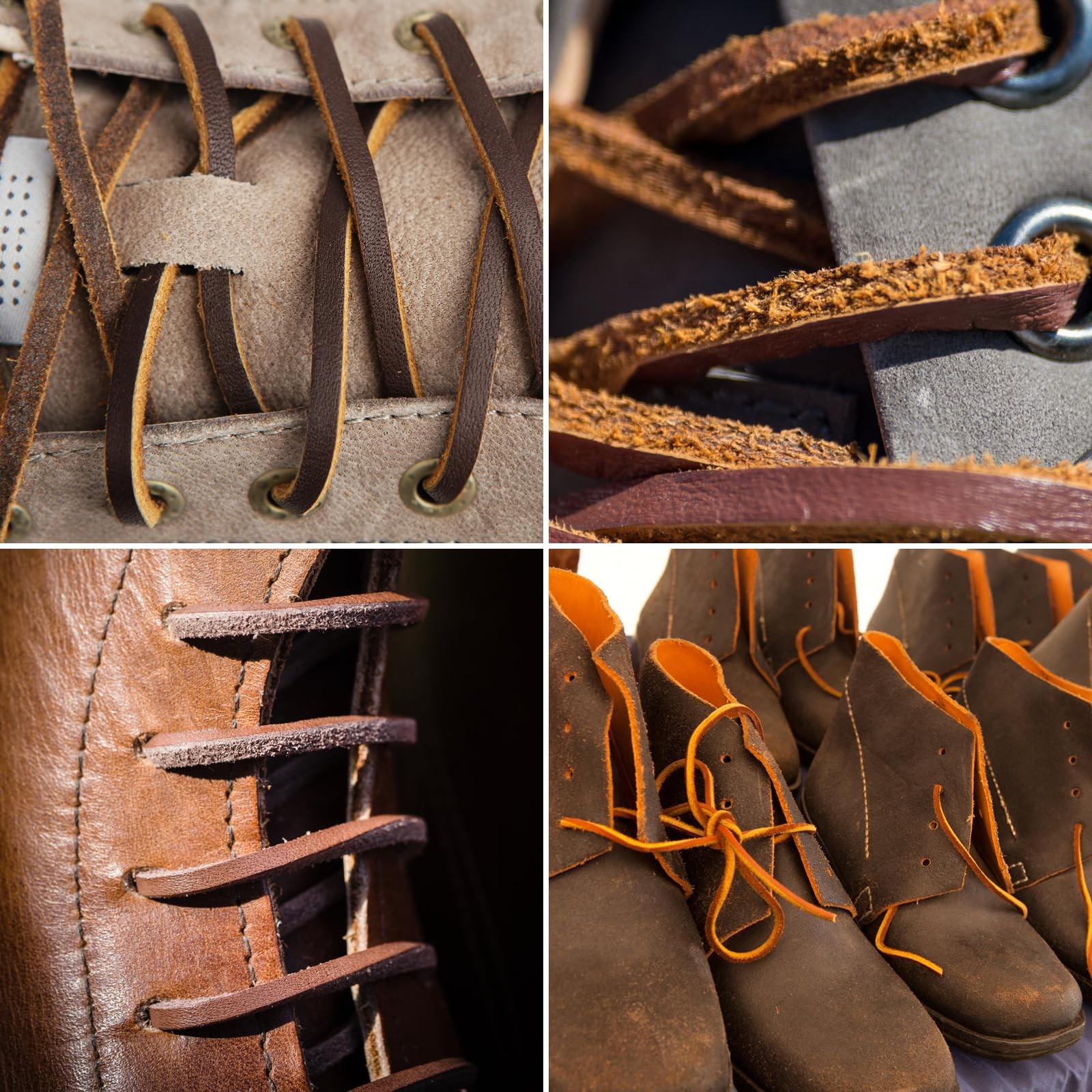 TeeLiy Leather Shoe Lacing Kit, 72″ Leather Shoelaces for Boot Boat Shoes
