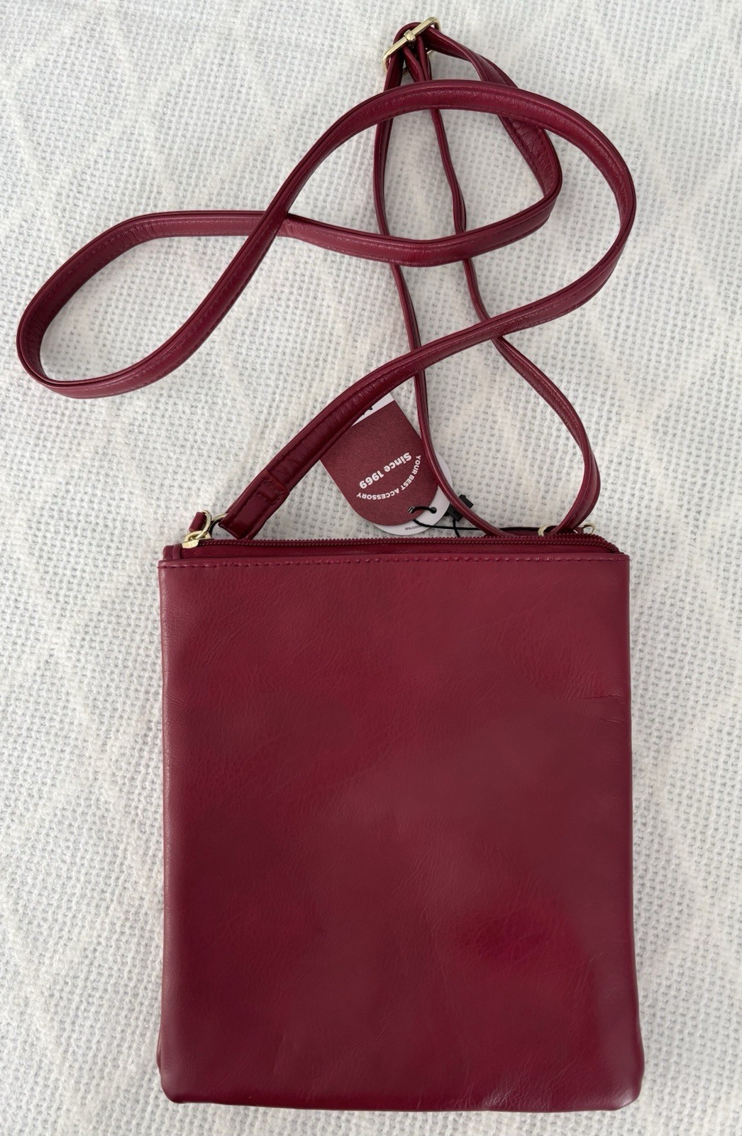 Mundi Red Crossbody Vegan Leather Adjustable Strap Multiple Compartments NEW!