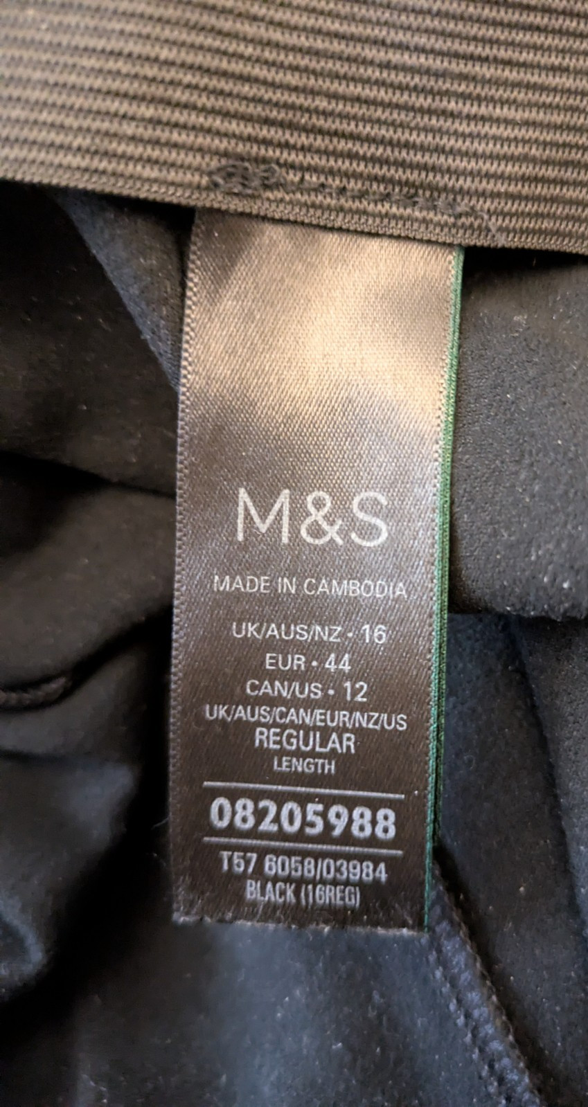 Ladies M&S Collection Black Velvet Jeggings Skinny Trousers – Size 16