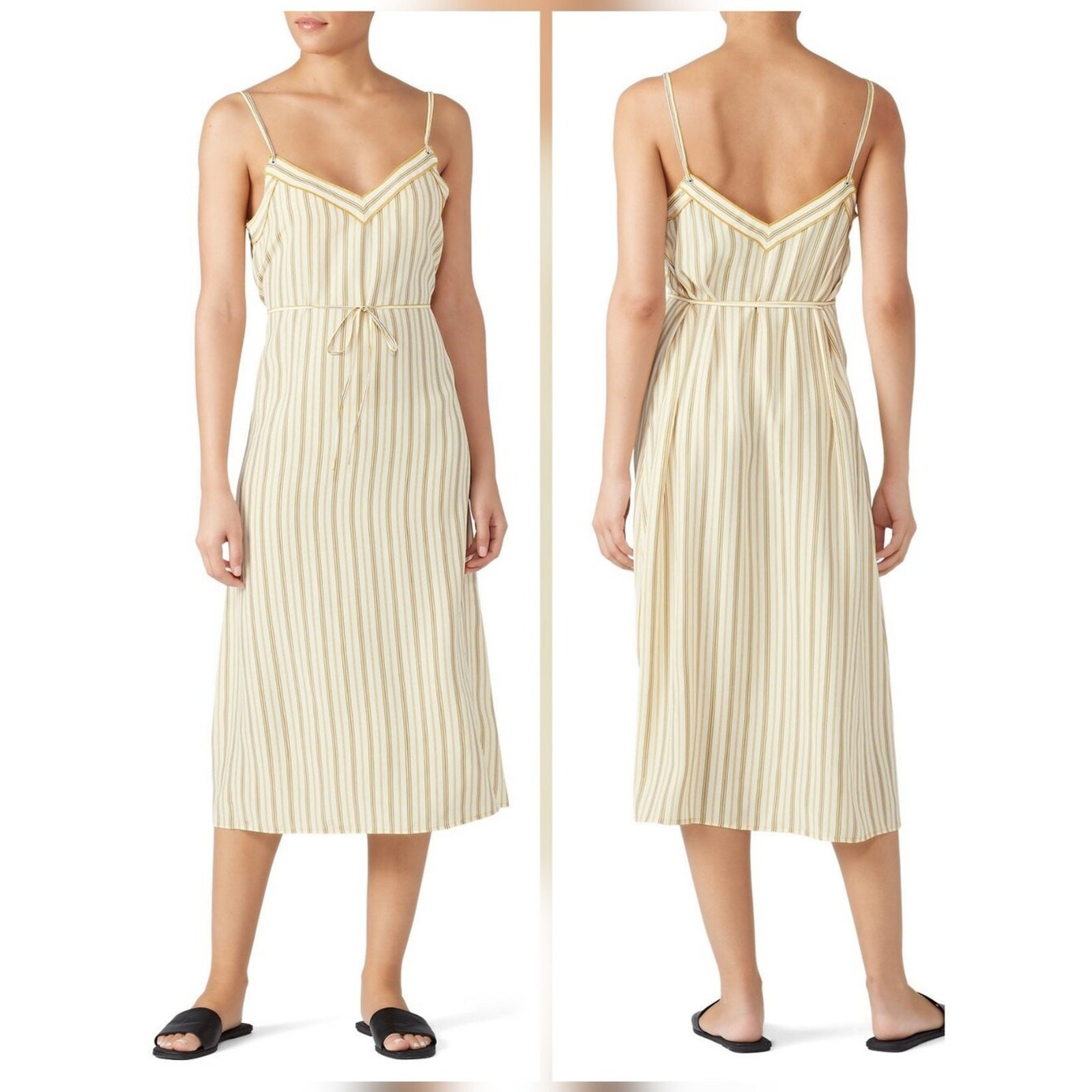 rag & bone Striped Ilona Dress Silk Sleeveless V-neckline Size XS