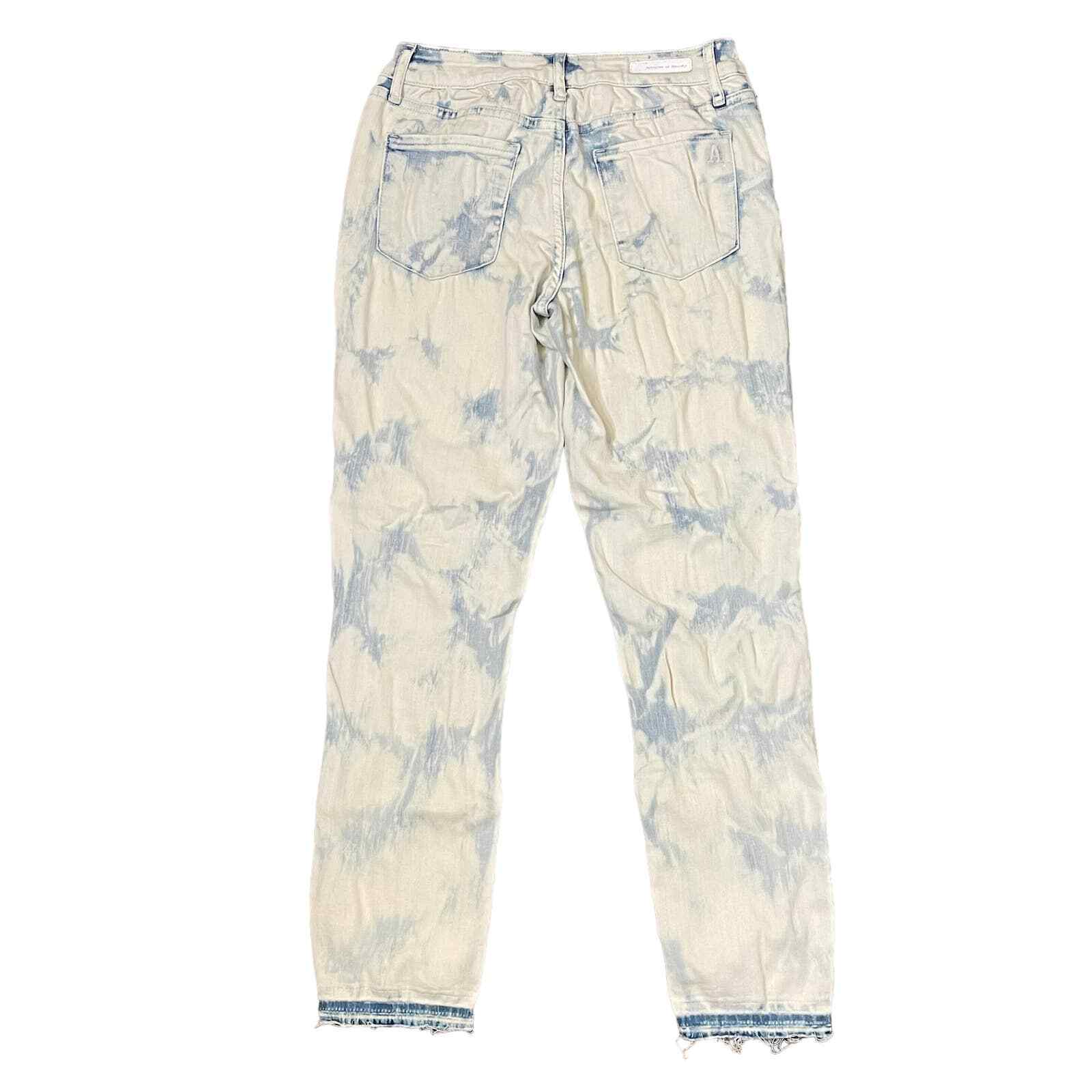 Article Of Society Straight Leg Jeans Frayed Hem Tie Dye Bleached Denim 26 Women