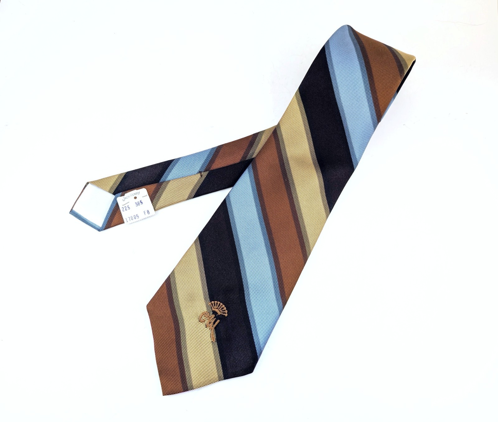 1970s COUNTESS MARA Necktie for Jack Henry Kansas City Vintage Blue Brown Stripe