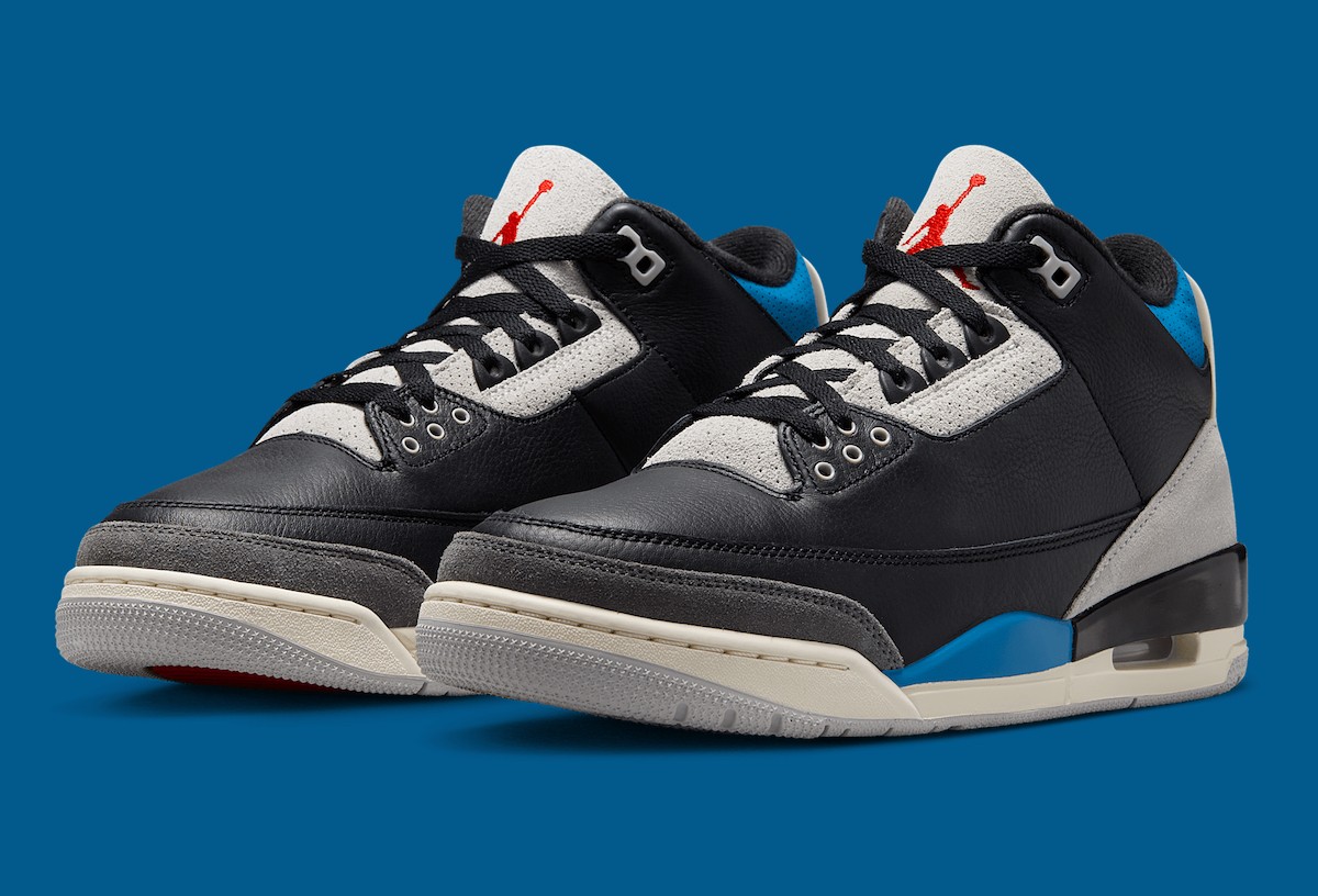 Nike Air Jordan 3 Retro Rare Air Black Military Blue Chile Red IB8967-004 Men’s