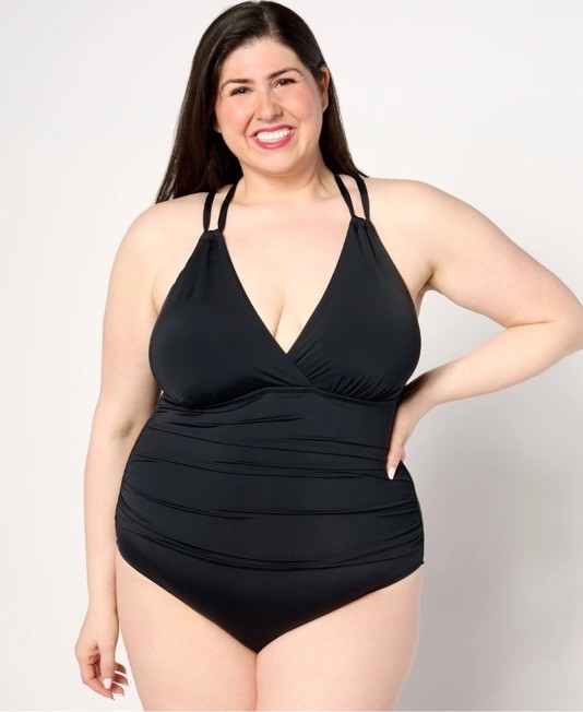 Jantzen Twist Women’s 14 Swimsuit Strappy Back Black NWT TUMMY CONTROL