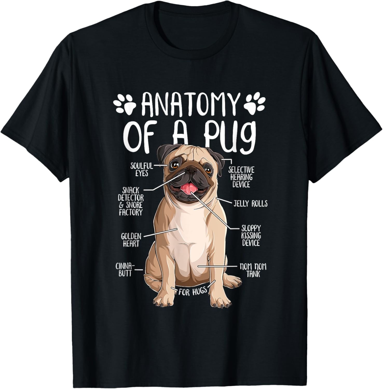 Funny Anatomy Pug Dog Pug Lover T-Shirt for Men Women Girls Gift Unisex T-Shirt