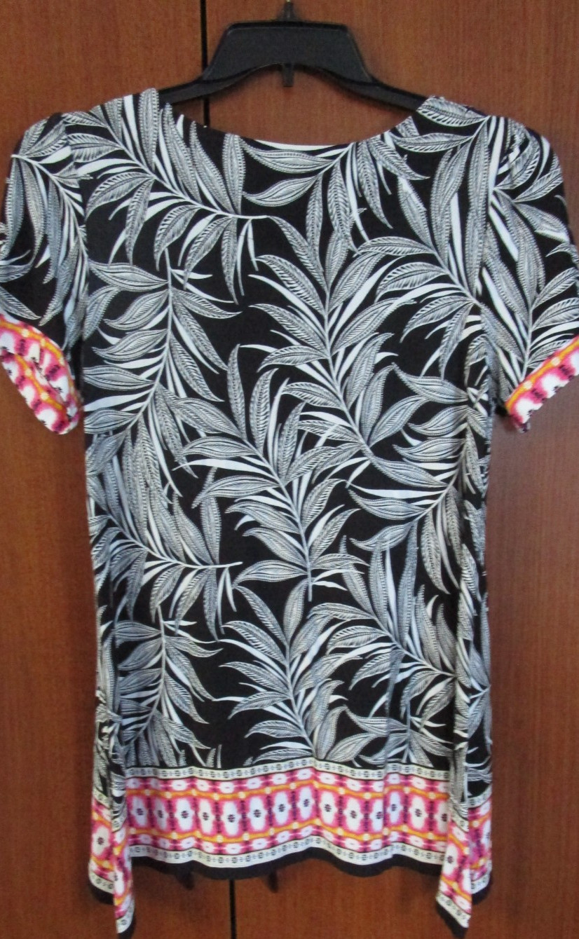 Rudy Red Tunic Top w Beads Sz Small Rayon & Spandex Bust 39 Length 29.5 in