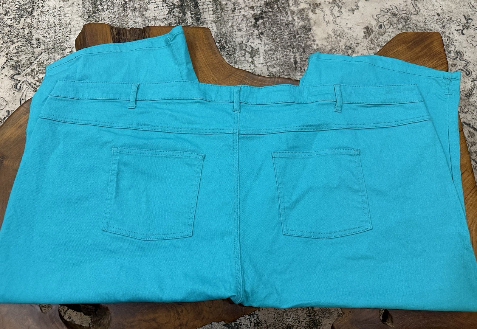 EUC Woman Within Plus Size 34W Turquoise Green Denim Jeans Capris