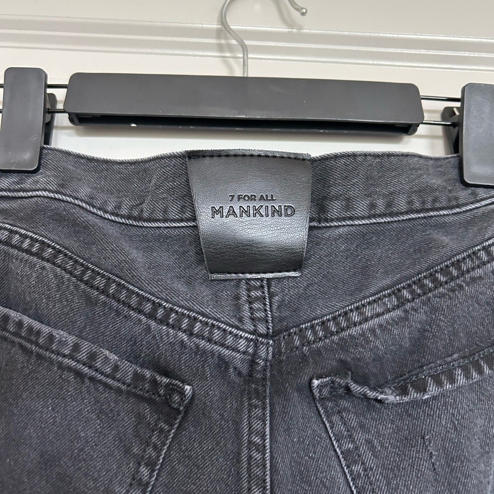 7 For All Mankind Black Easy Straight Leg Distressed 5 button Jeans