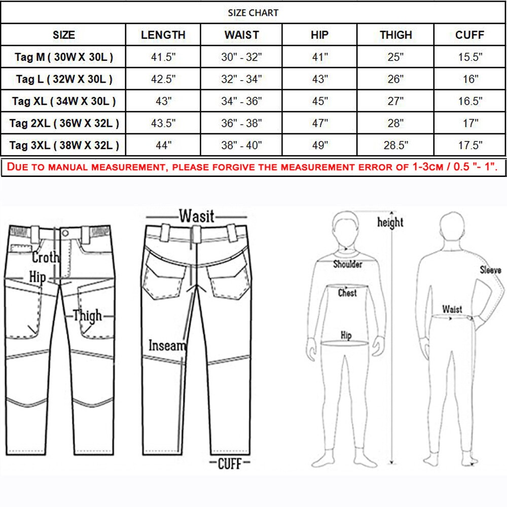Men’s Tactical Cargo Pants Straight Fit Combat Work Trousers for Outdoor Hiking