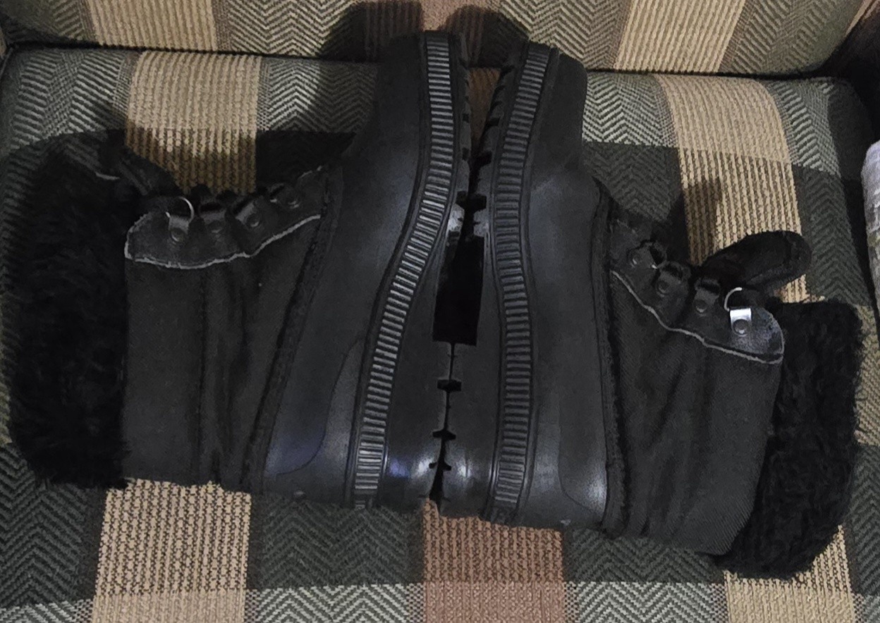 Vintage SOREL Kaufman Black Nylon & Rubber Winter Boots Faux Fur Trim Canada 6