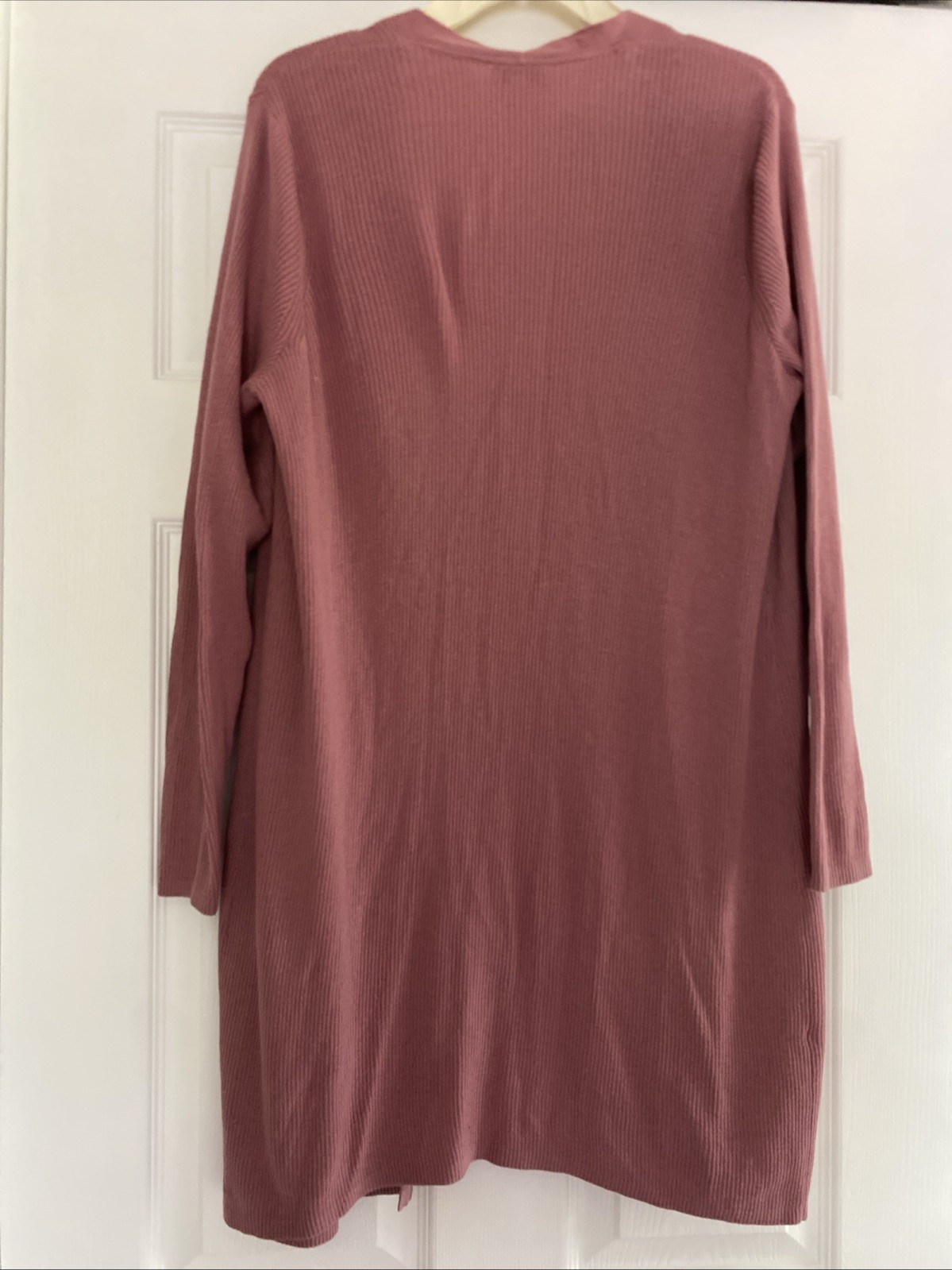 Womens J.Jill Sz. M Petite Rose Colored Ribbed Lightweight Open Cardigan Sweater