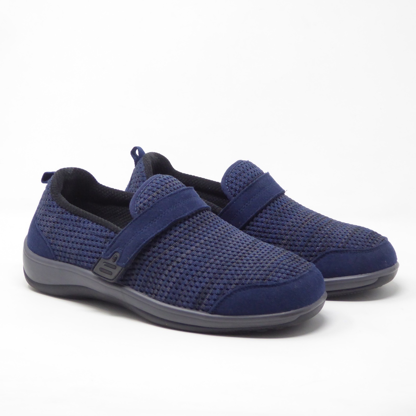 Orthofeet Quincy Women Walking Shoes Blue Mesh Hook Loop Strap 7.5 2E X-Wide