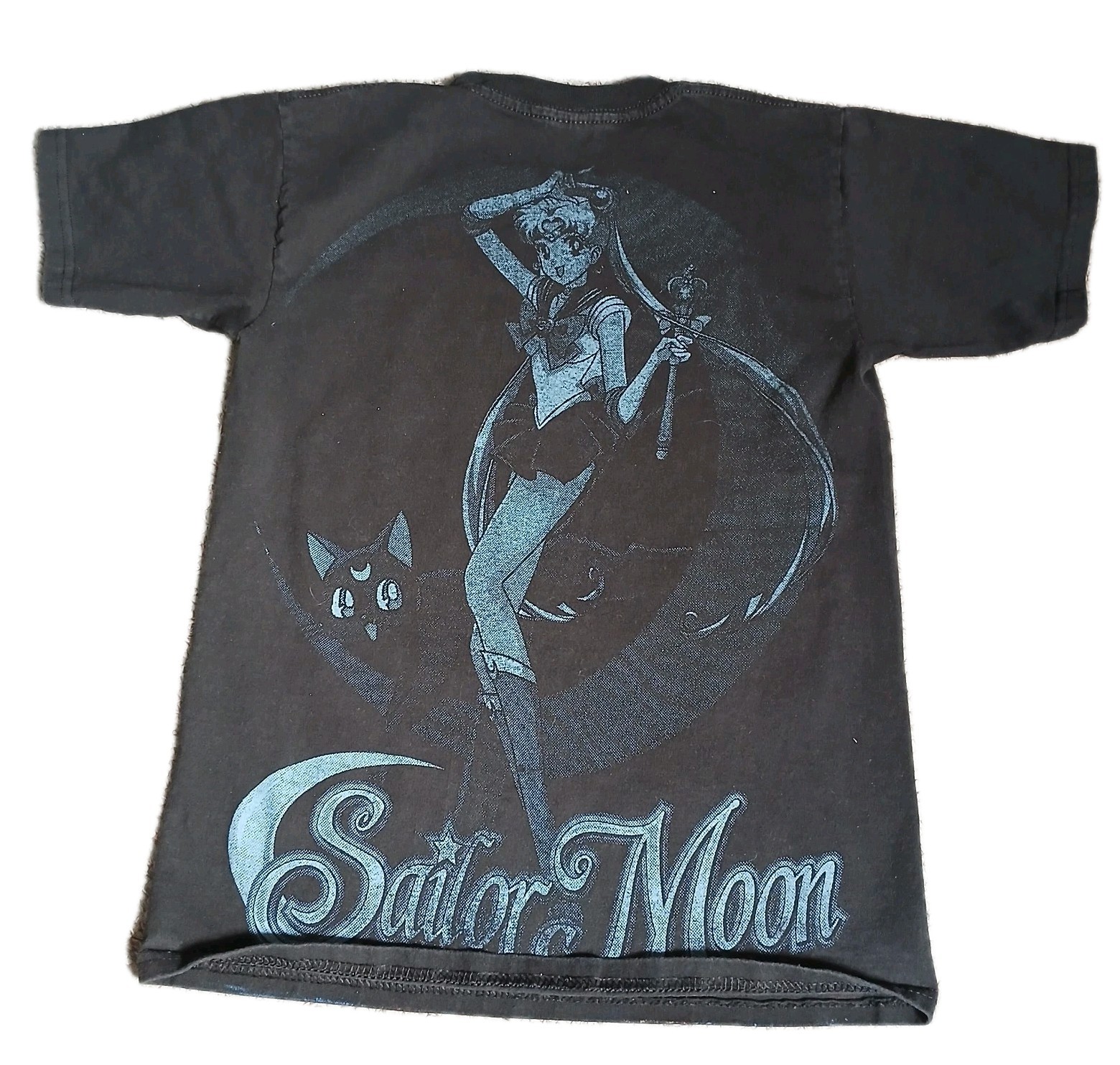Vintage Sailor Moon Anime Shirt Double Sided AOP Graphic Tee Adult Small Black
