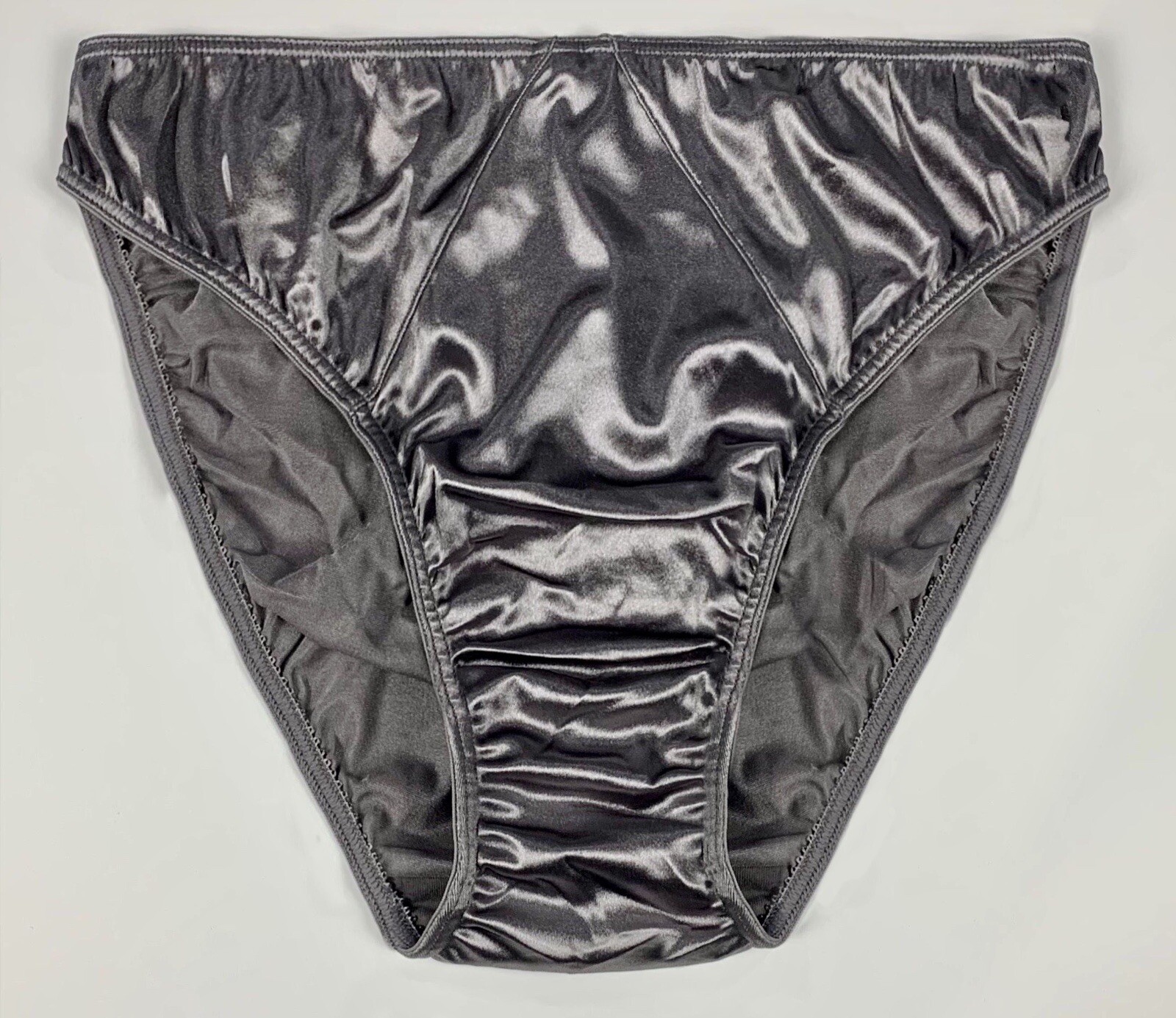 Second Skin Satin Classic Hi-cut Brief Panty by Lexington · Silver · 2XL/9