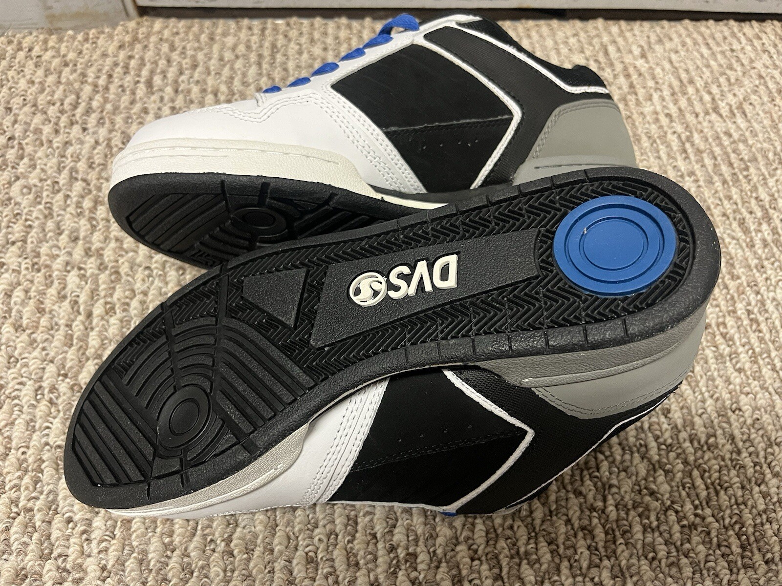 Mens DVS Transom Skate Shoes – Size 8 – Blue/White/Black CLEAN Retro Skateboard