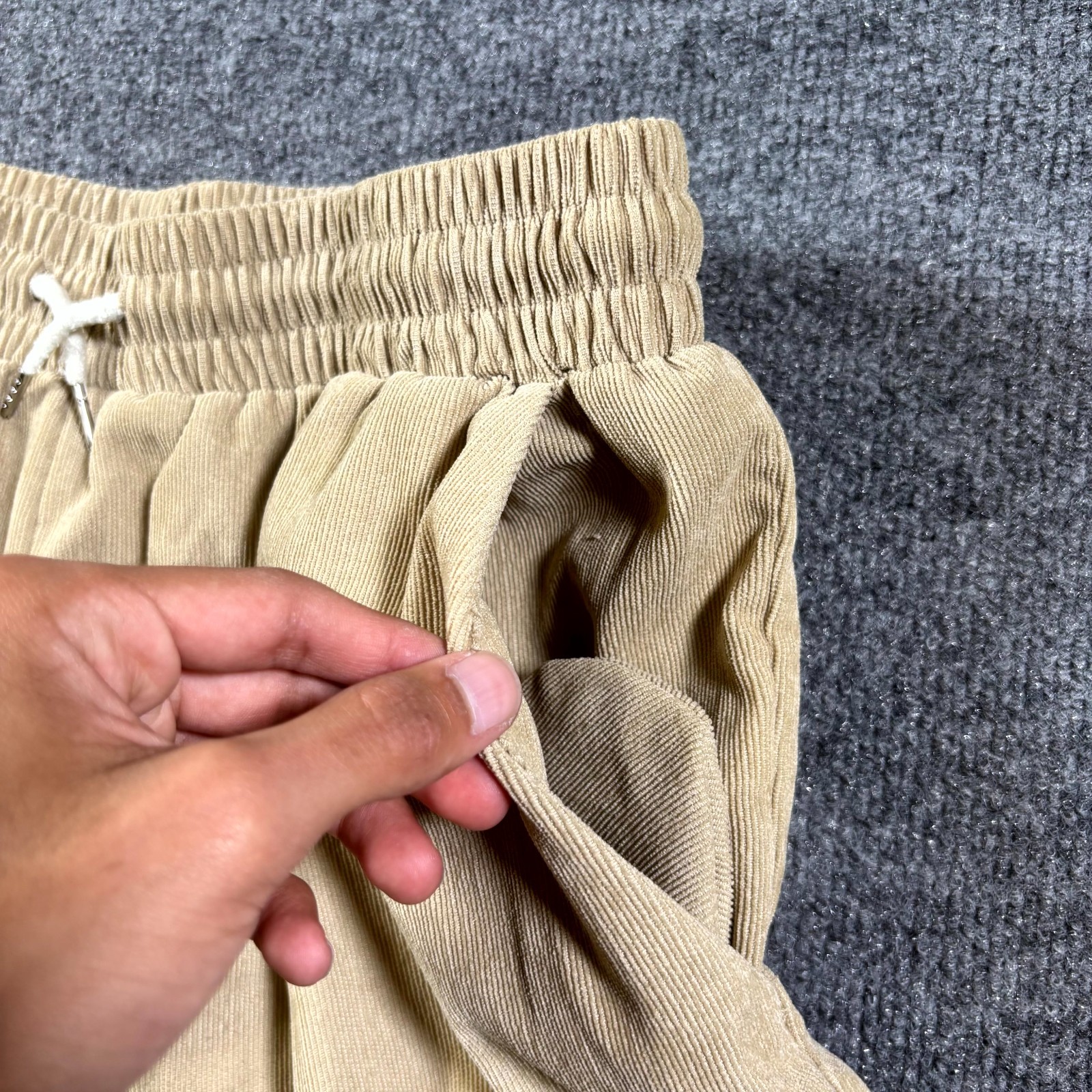 BoohooMAN Cargo Pant Men’s XL Beige Polyester Corduroy Tapered Workwear Stretch