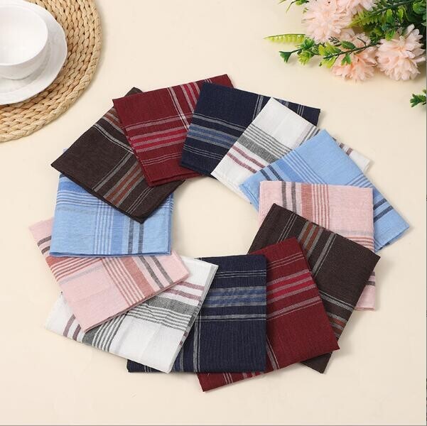 12Pcs Men Handkerchiefs Classic Hankies Cotton Hanky Pocket Square Perfect Gift