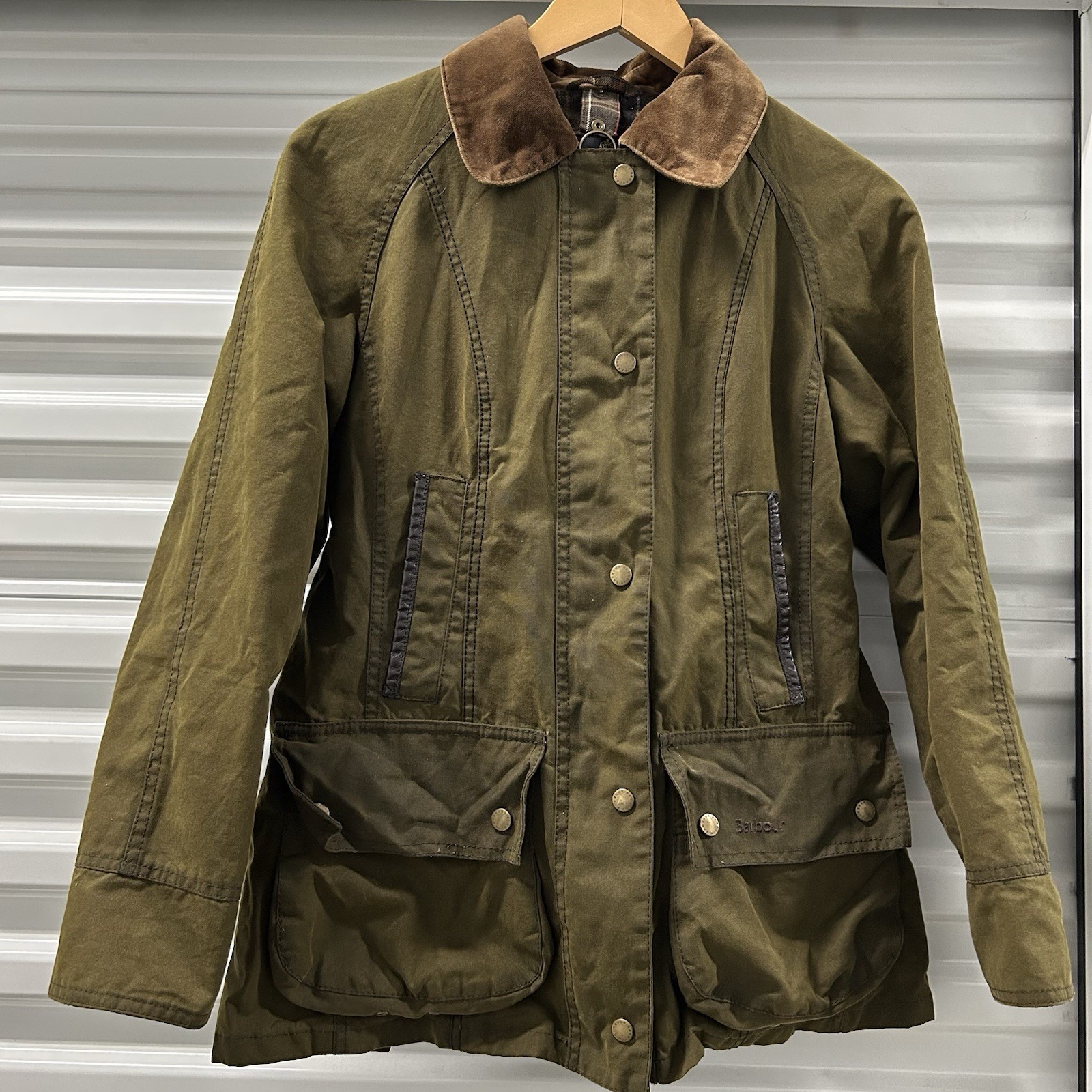 Barbour & Beaufort Men’s Olive Sagwaxed Plaid Lined Coat Jacket 80’s Vintage