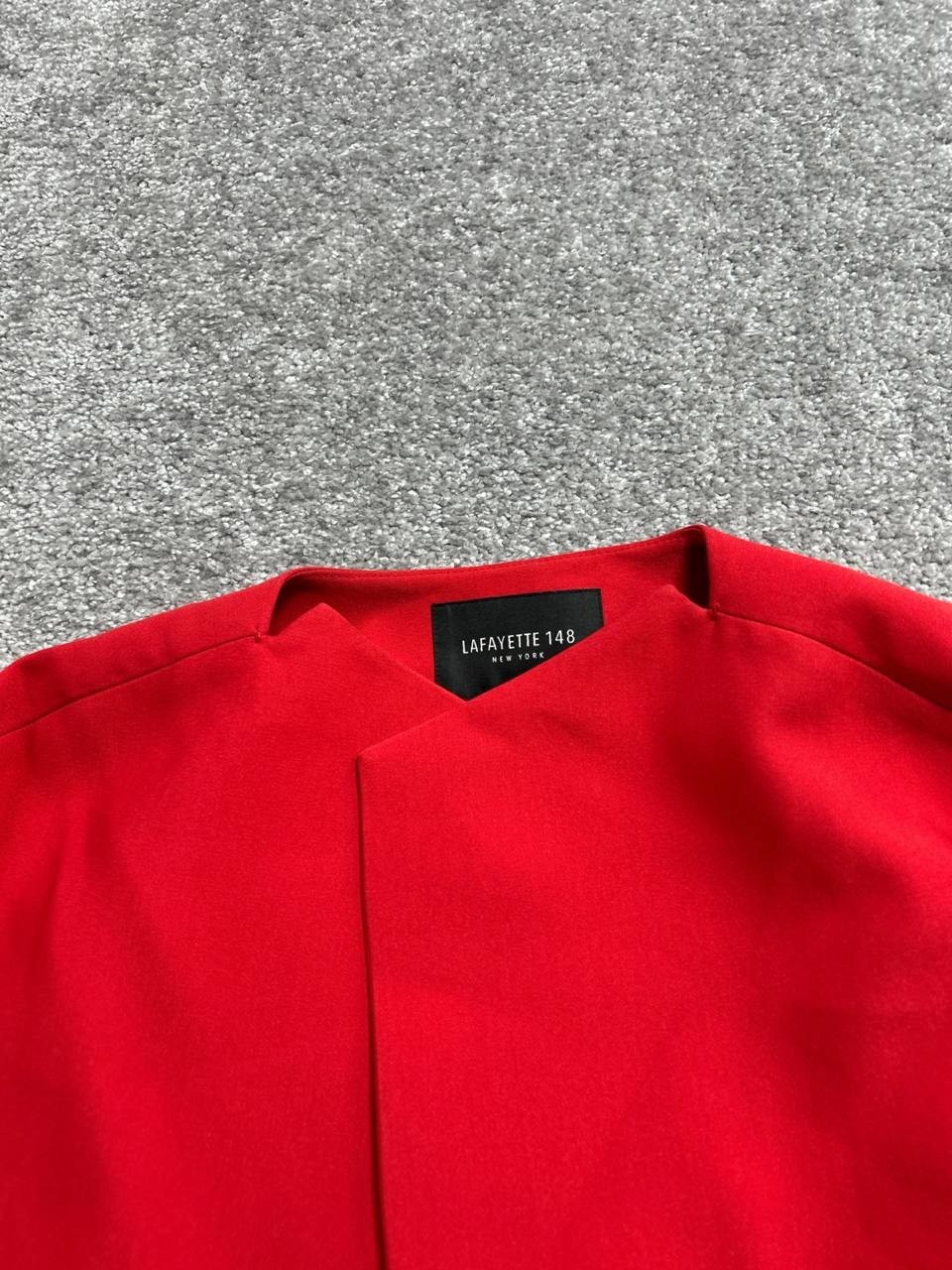 Lafayette 148 New York Tara Seamed Scuba Jacket Womens Medium Red Open Front