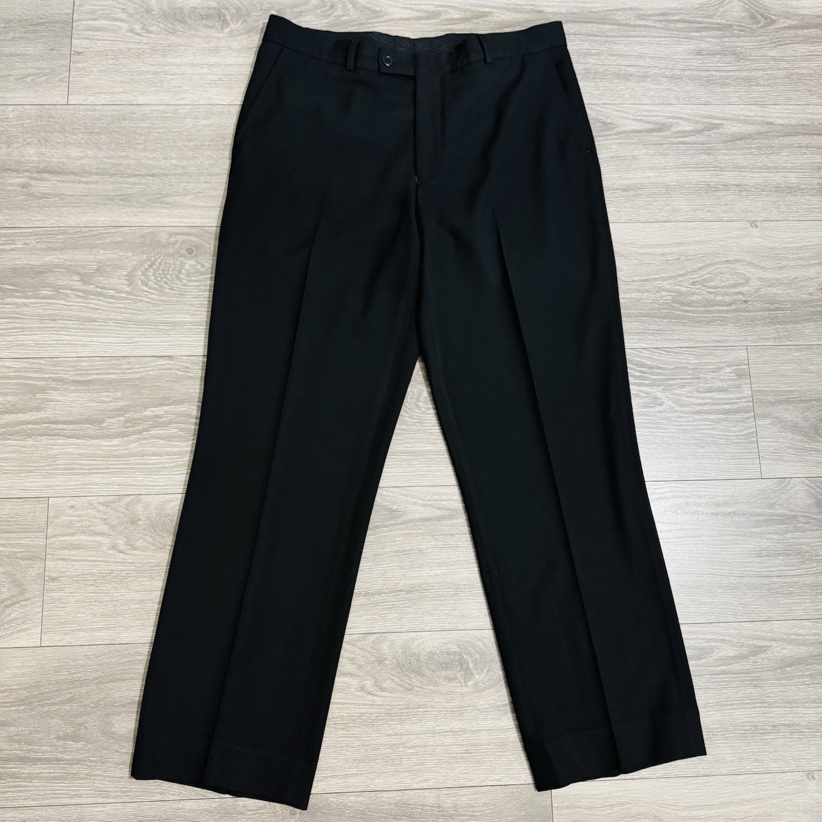 Alberto Comfort Fit ‘Kevin Ceramica’ Solid Black Flat Front Dress Pants 36 x 30