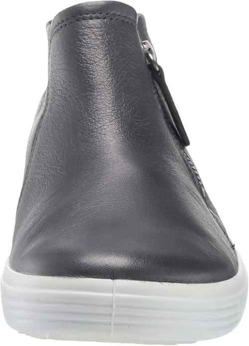 ECCO Soft 7 Women’s Black Nubuck Zip Bootie Dark Shadow Metallic 40 9-9.5 New