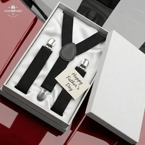 Suspenders for Men Heavy Duty – Adjustable” Y-Back Men’s Suspenders for 1 Black