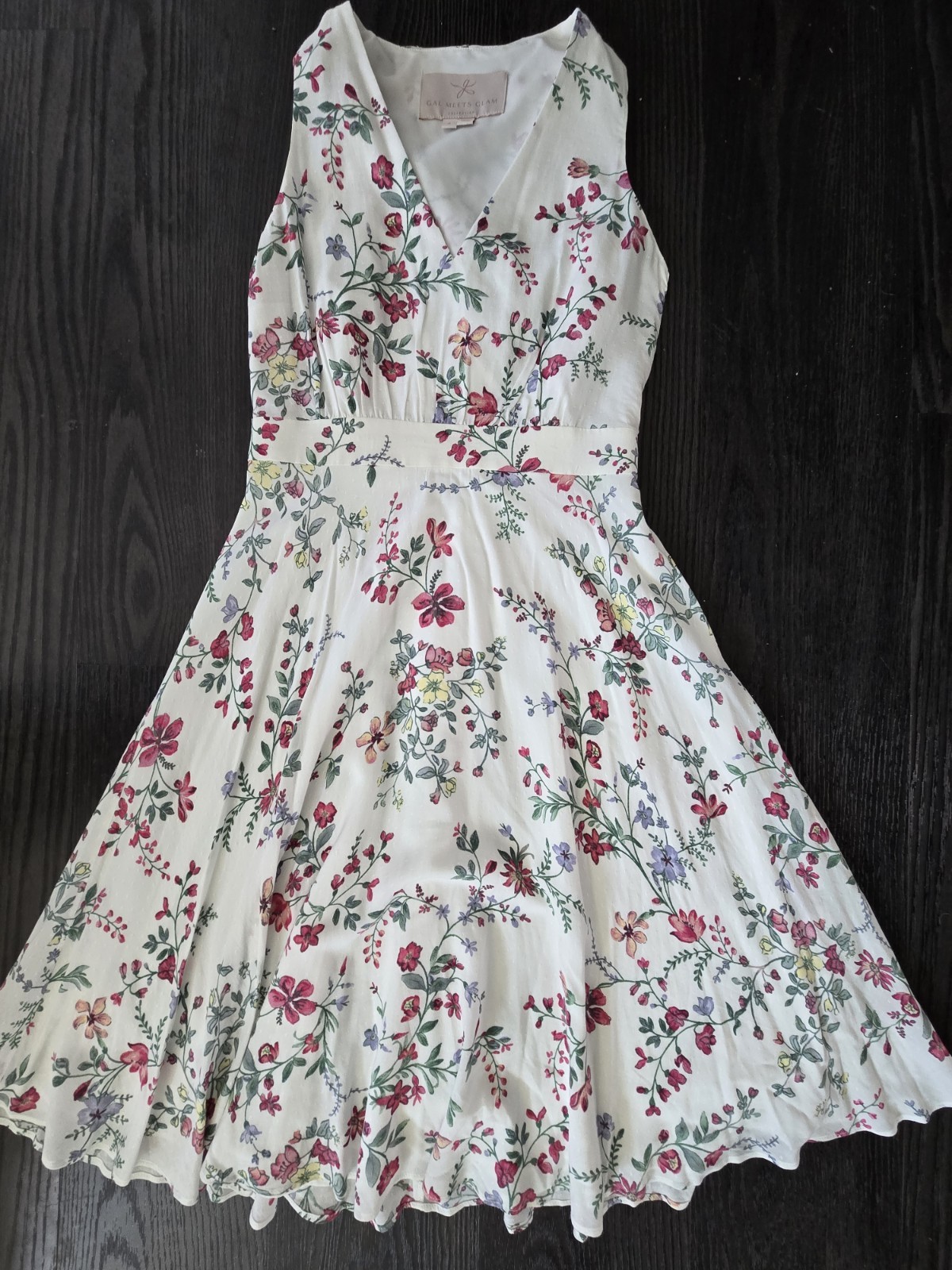 Gal Meets Glam RARE Alexis Delicate Blossom Print Tie Neck Dress, size 4 HTF