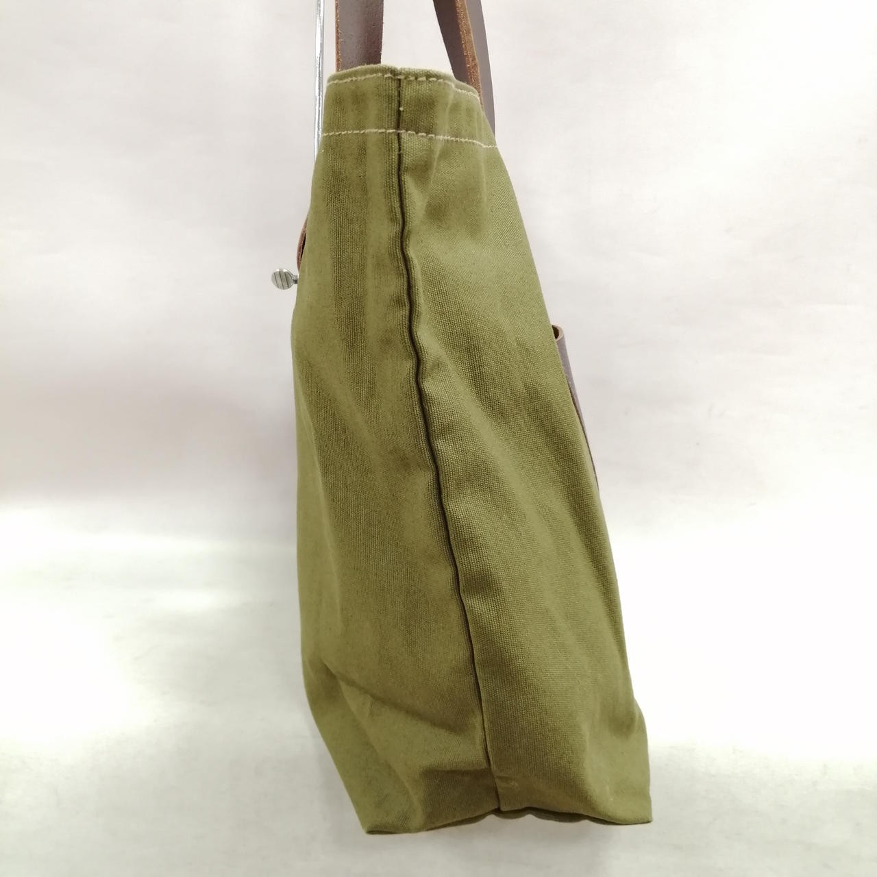 IL BISONTE Khaki Brown Pocket Canvas Tote Bag 10.6 inch