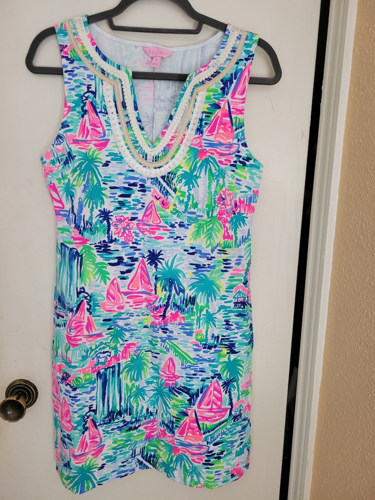 Lilly Pulitzer Small Sundress Sleeveless Beach Green/Pink/Blue/White Embellished