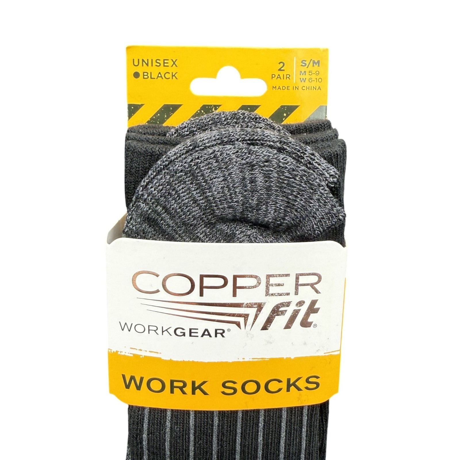 Copper Fit Work Crew Socks Unisex Black Advanced Cushioning S/M 2 Pair